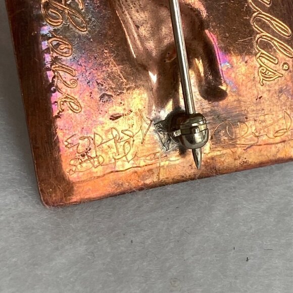 VTG Signed Sterling Silver 925 Copper 1.60" Southwest Overlay Kokopelli Brooch - Picture 16 of 16